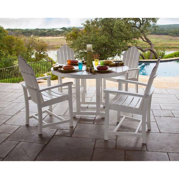 Hanover Siesta Key 5-Piece All-Weather Patio Dining Set with 4 Adirondack Dining Chairs and Table