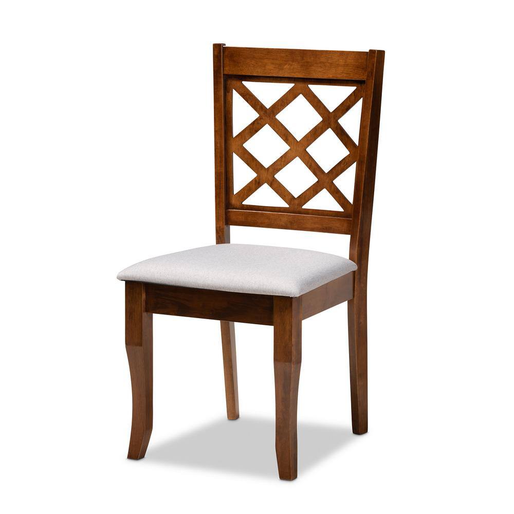 Jana 7-Piece Walnut Brown and Gray Fabric Dining Set