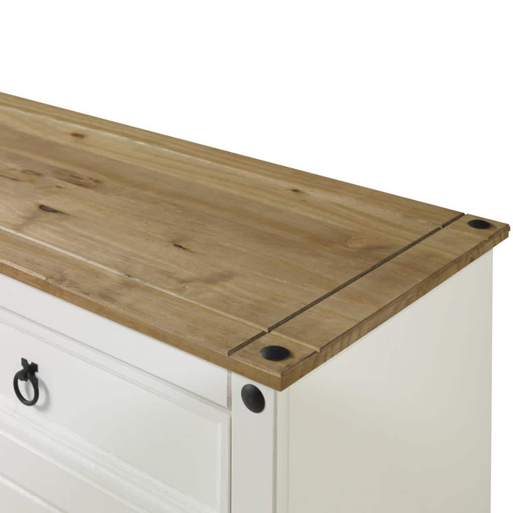 Corona Snow Rustic Pine Buffet Sideboard with Honey Pine Top