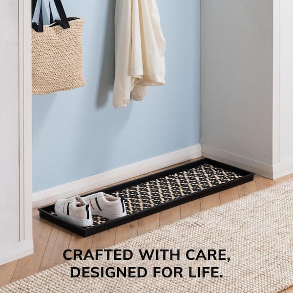 46.5 in. x 14 in. x 1.5 in. Natural and Recycled Rubber Boot Tray with Black and Ivory Coir Insert