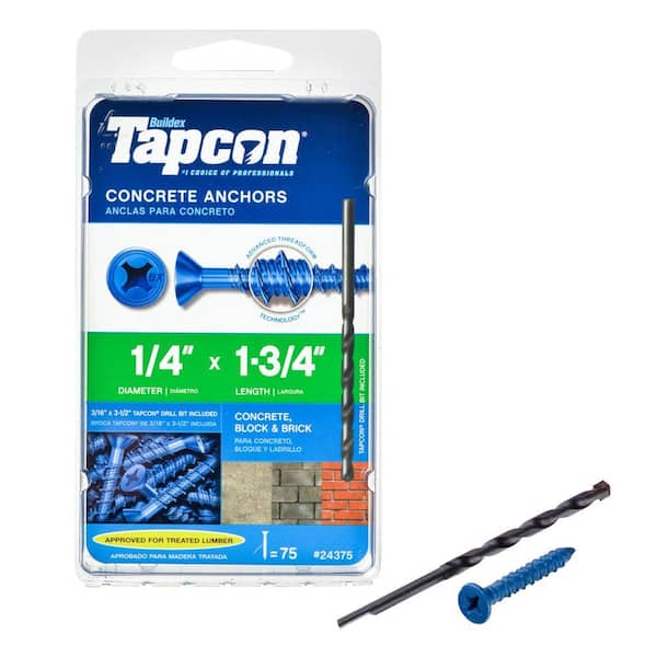 Tapcon 1/4 in. x 1-3/4 in. Phillips-Flat-Head Concrete Anchors (75-Pack)