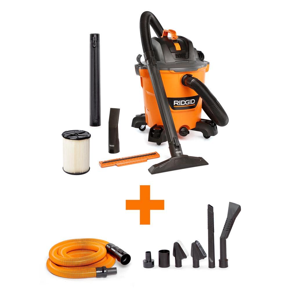 RIDGID 12 Gal. 5.0 Peak HP NXT Shop Vacuum Wet Dry Vac with Filter, Hose, Wands, Accessories and Car Cleaning Kit HD1200A HD1200A