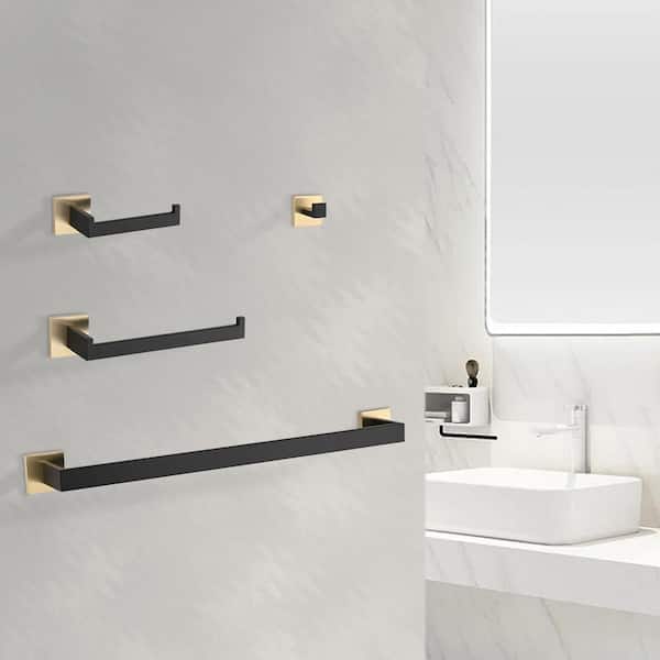 4 -Piece Bath Hardware Set with Mounting Hardware in Gold and Matte Black