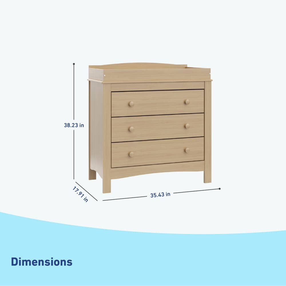 Noah Driftwood 3-Drawer Chest with Removable Changing Topper