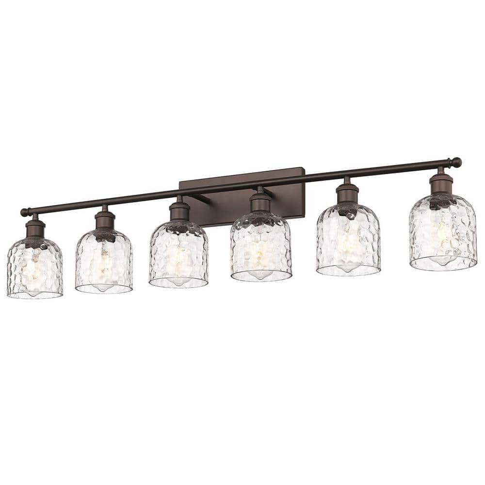 42.2 in. 6-Light Oil Rubbed Bronze Vanity Light with Hammered Glass Shade price history on PriceWatchPro