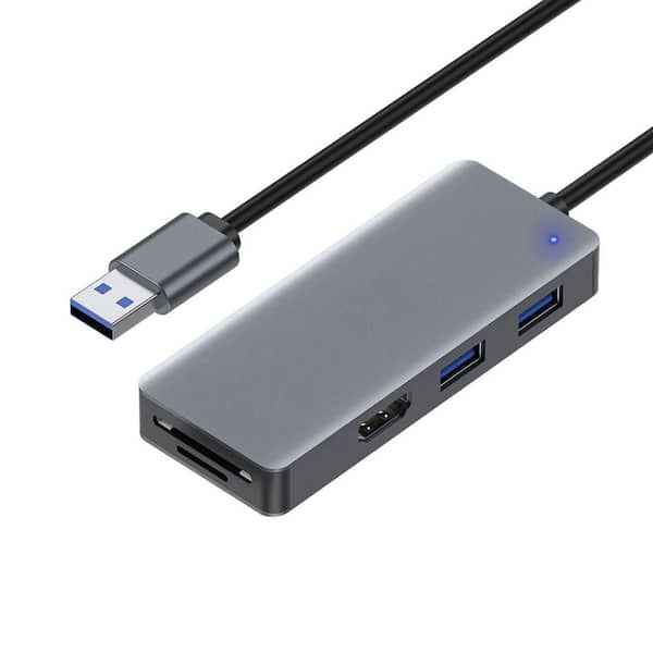 USB to HDMI 5-in-1 Hub Adapter with 1080p HDMI Output SD Micro SD Card Reader 2 USB Ports for PC Laptop Desktop