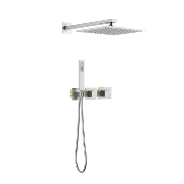 KIBI 1-Handle 1-Spray Shower Faucet 1.8 GPM with Corrosion Resistant Wall Mount in Brushed Nickel