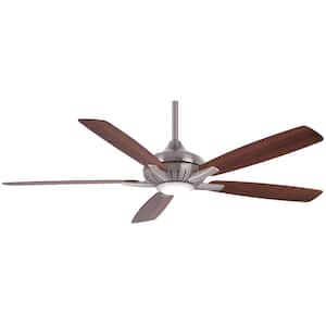 Dyno XL 60 in. Integrated LED Indoor Brushed Nickel Smart Ceiling Fan with Light Kit with Hand Held Remote Control