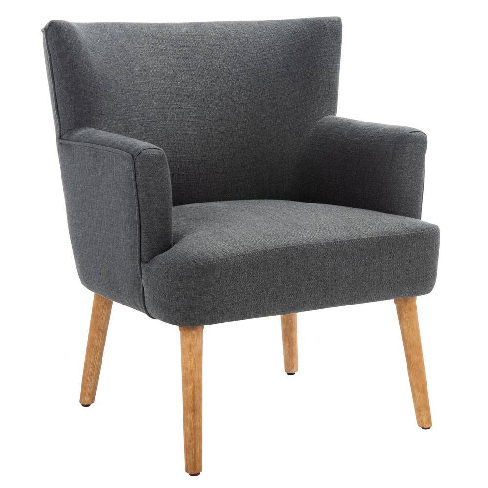 Mid-Century Chic Dark Grey Faux Leather Accent Chair