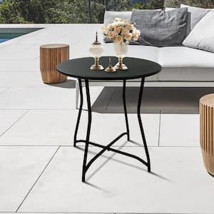 Black All-Iron Round Side Table