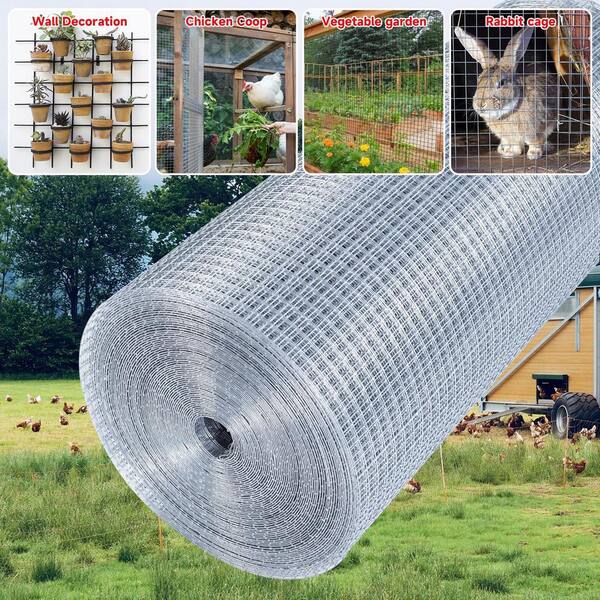 WRIGHTMASTER 4 ft. x 100 ft. 23-Gauge Hot-Dip Galvanized Welded Wire Fence Supports Garden Plant and Rabbit Cages Snake Fence