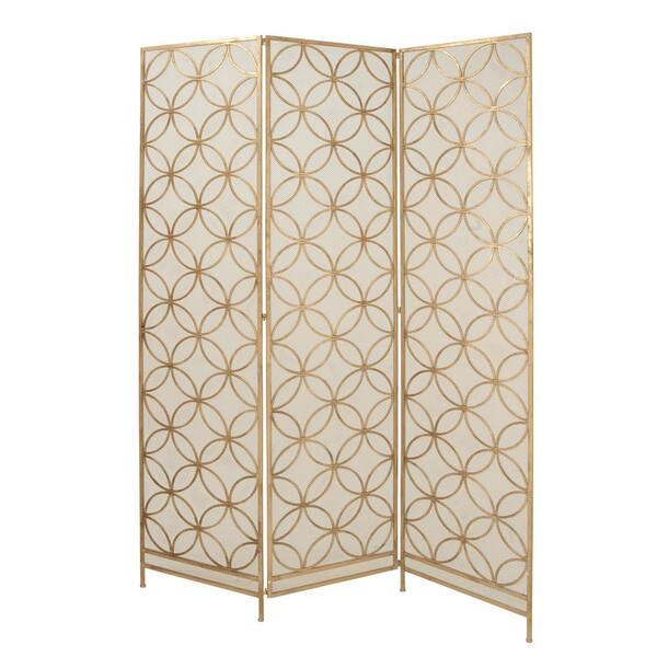 Photo 1 of 79 in. Brass Metal Modern Room Divider Screen