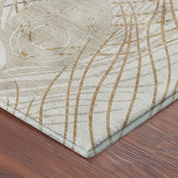 Mayfield Premium Machine Washable Abstract AMF2273 Ivory 2 ft. x 7 ft. Runner Rug