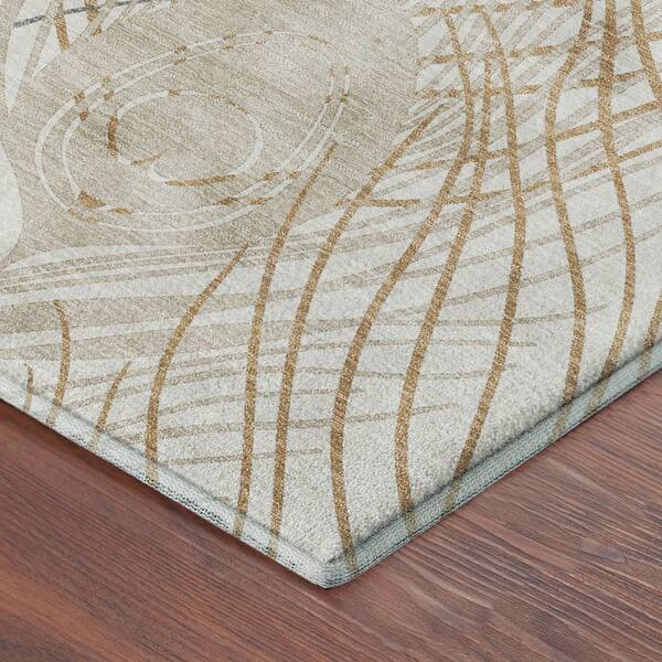 Mayfield Premium Machine Washable Abstract AMF2273 Ivory 3 ft. x 5 ft. Area Rug