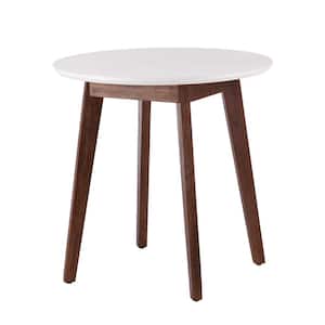 Oden 30.24 in. Round Mahogany Brown Wood Table (2-Seats)