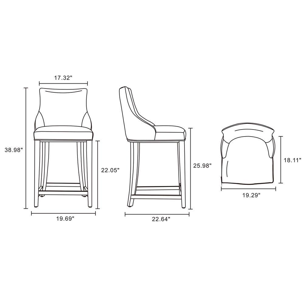 Ivory Leatherette Upholstered Counter Stool with Beech Wood Legs