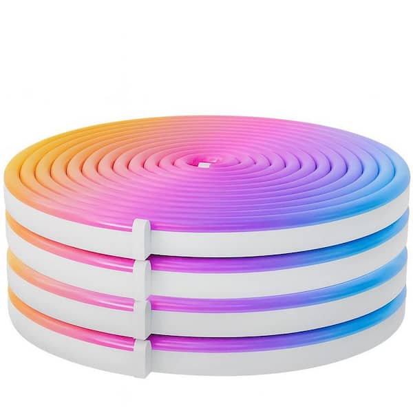 50 ft. RGB Neon LED Hardwired Strip Lights, IP67 Waterproof, Music Sync, DIY Flexible Rope with Remote, Indoor/Outdoor