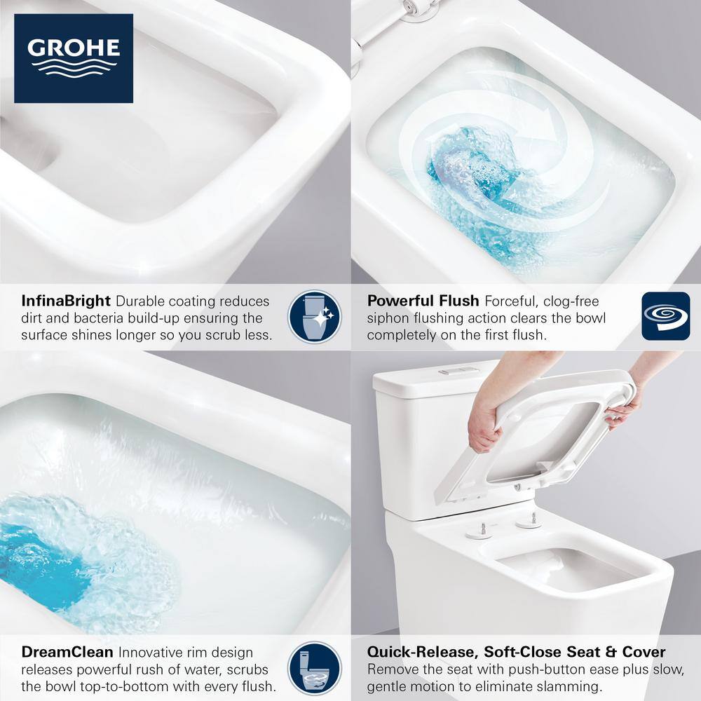 Alpine White Dual Flush Elongated Modern Toilet with Seat