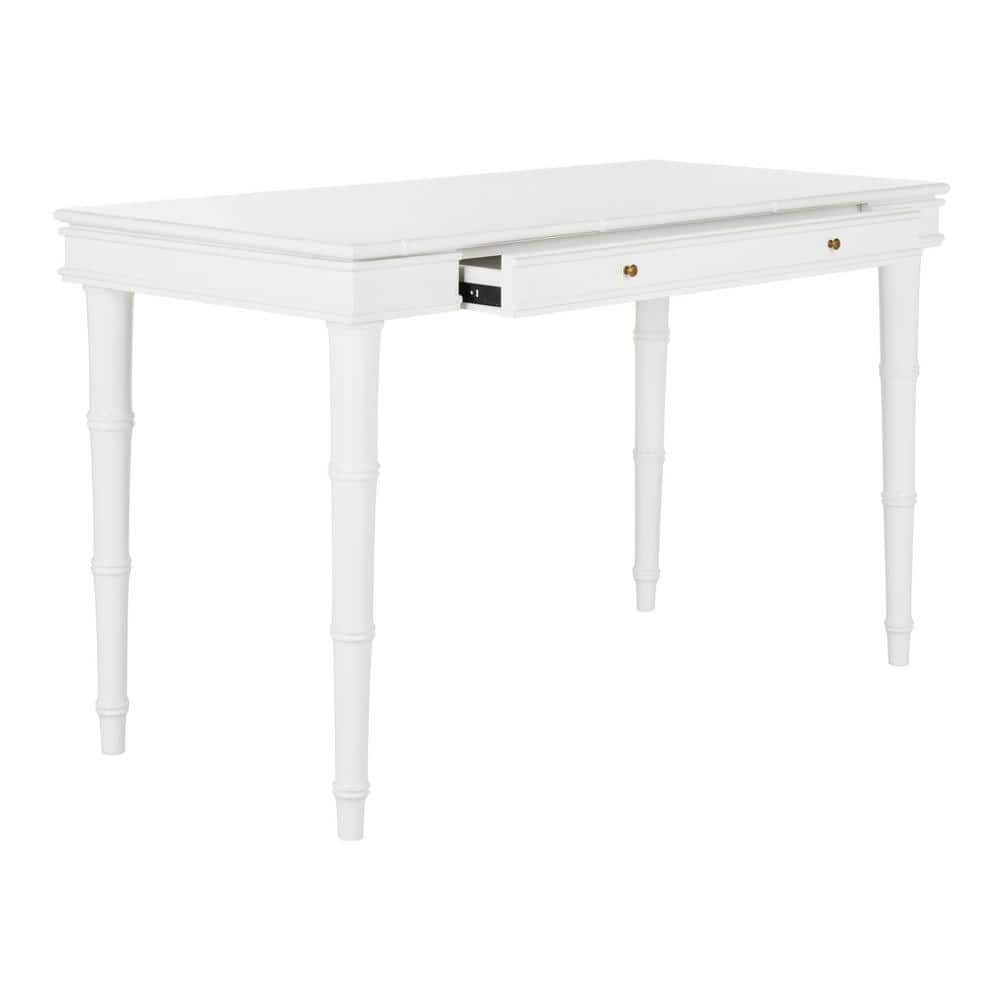 White Wooden Writing Desk with Single Drawer