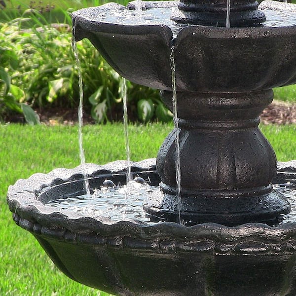 Sunnydaze 4-Tier Electric Pineapple Water Fountain in Black FC