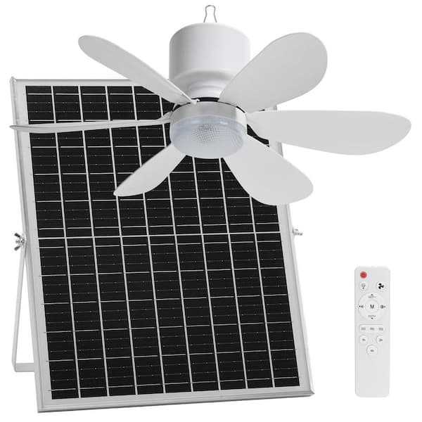 21.5'' Solar Rechargeable Ceiling Fan Light Kit for Gazebo, Patio, Canopy Tent, Shed, Greenhouse, 25W Solar Powered