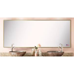 34 in. W x 67 in. H Framed Rectangular Bathroom Vanity Mirror in Gold