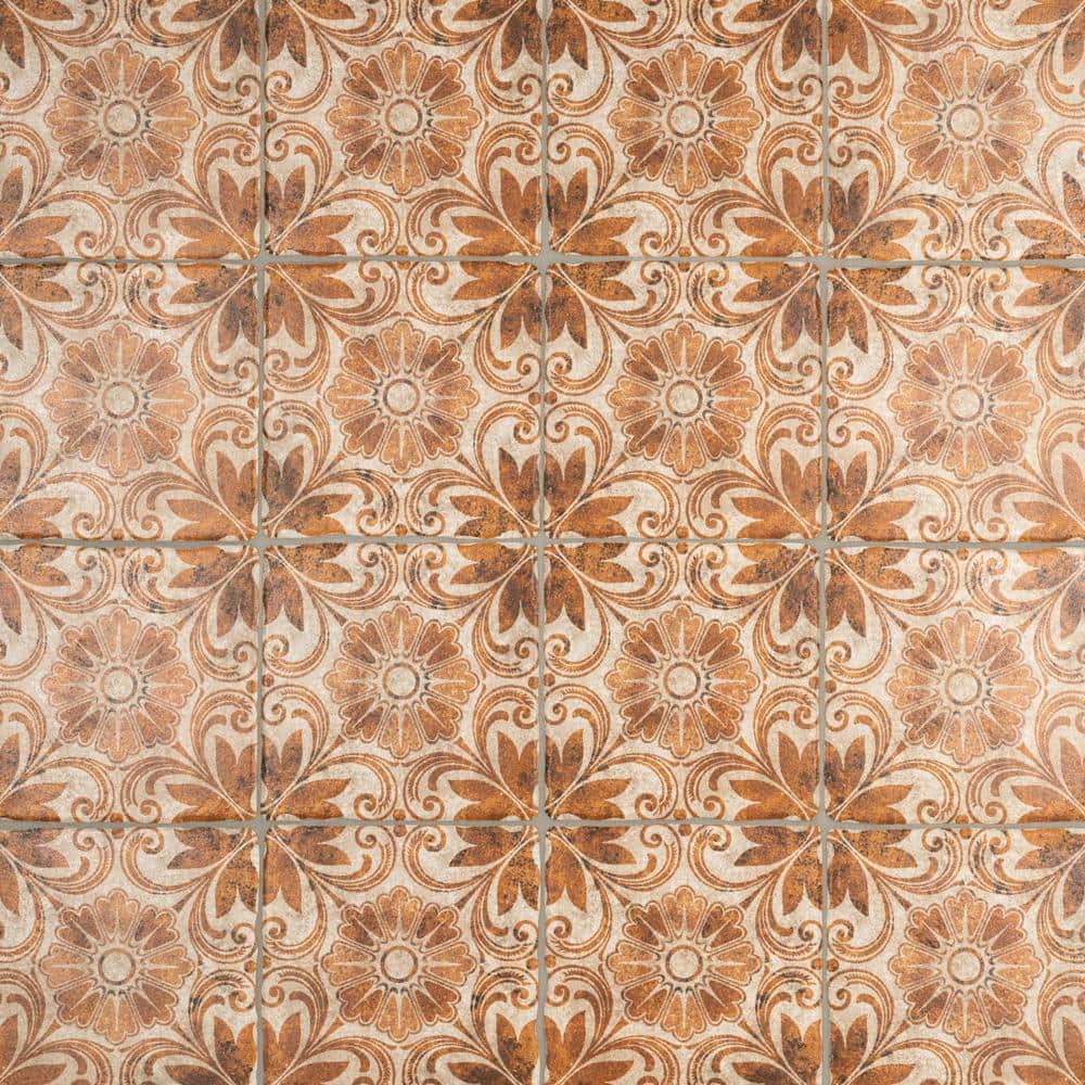 8x8 Matte Tawny and Ochre Ceramic Floor and Wall Tile