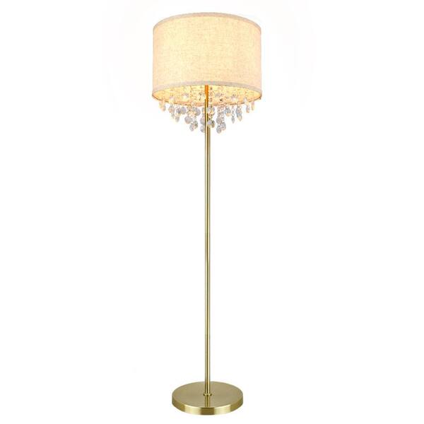 Depuley 64 in. Gold Crystal 1Light E26 Standard Floor Lamp for Living