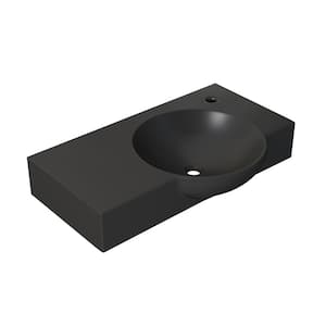 Chateau 30 in. Right Side Faucet Wall-Mount Ceramic Bathroom Sink in Matte Black