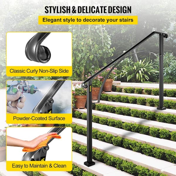 VEVOR Outdoor Stair Railing, Fits for 1-5 Steps Transitional