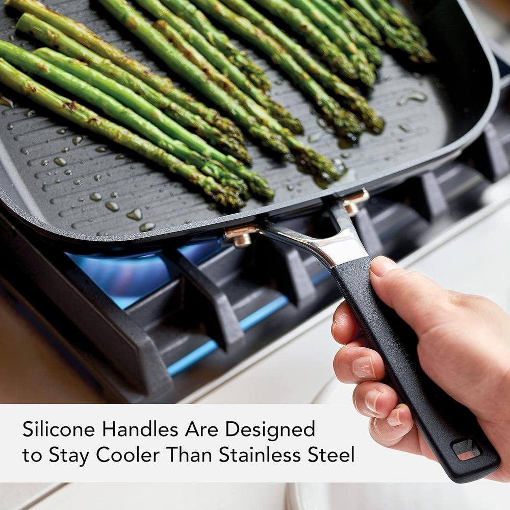 11.25 in. Onyx Black Hard Anodized Aluminum Nonstick Square Grill Pan