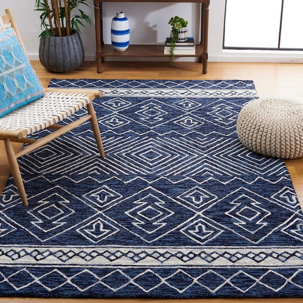 Metro Navy/Ivory 8 ft. x 10 ft. Native American Geometric Area Rug