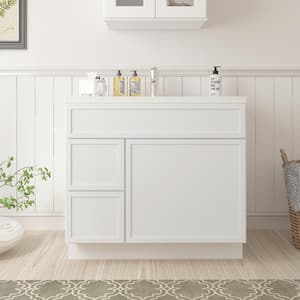 36 in. W x 21 in. D x 32.5 in. H 2-Left-Drawers Bath Vanity Cabinet without Top in White