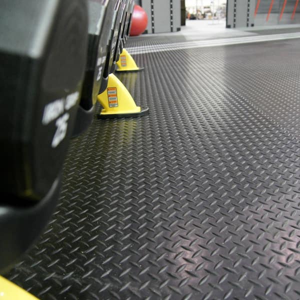 Rubber-Cal Tuff-n-Lastic Rubber Runner Mat - 1/8 in x 48 in x 15 ft Rolled Rubber Flooring - Black