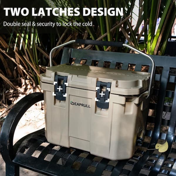 Denjol Khaki 30 qt. Portable Chest Cooler with Lid Lock Handle