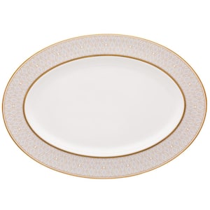 Noble Pearl 14 in. (White) Bone China Oval Platter