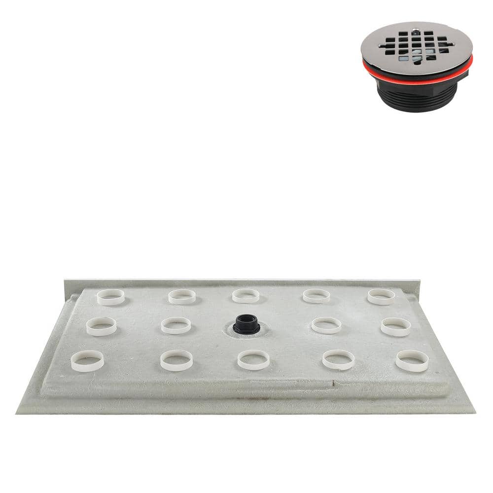 60'' x 36'' Glossy White Acrylic Shower Base with ABS Drain