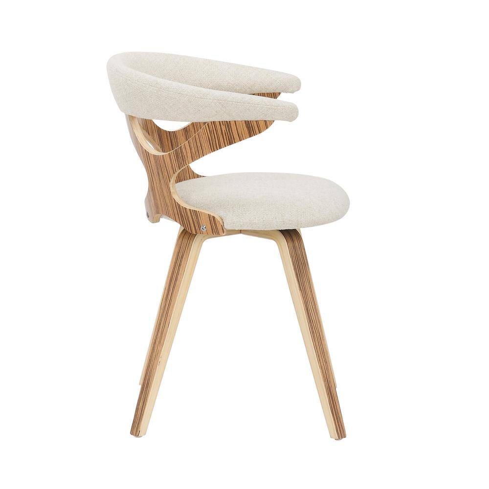 Gardenia Cream Zebra Wood Swivel Side Chair with Cutout Back
