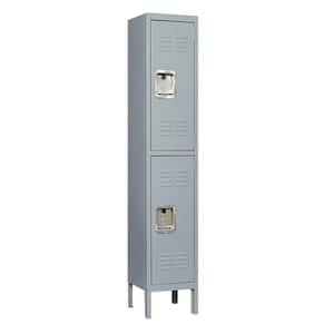 Mlezan Metal Locker 2 Tier 12 in. D x 12 in. W x 66 in. H in Gray ...