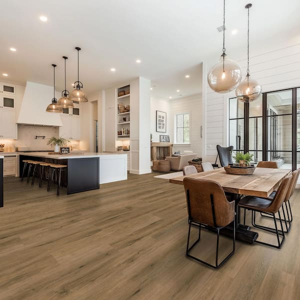 Beck Brown 22 MIL x 9 in. W x 48 in. L Warm Brown Oak Waterproof Vinyl Flooring with Click Lock (20.96 sq. ft./Case)