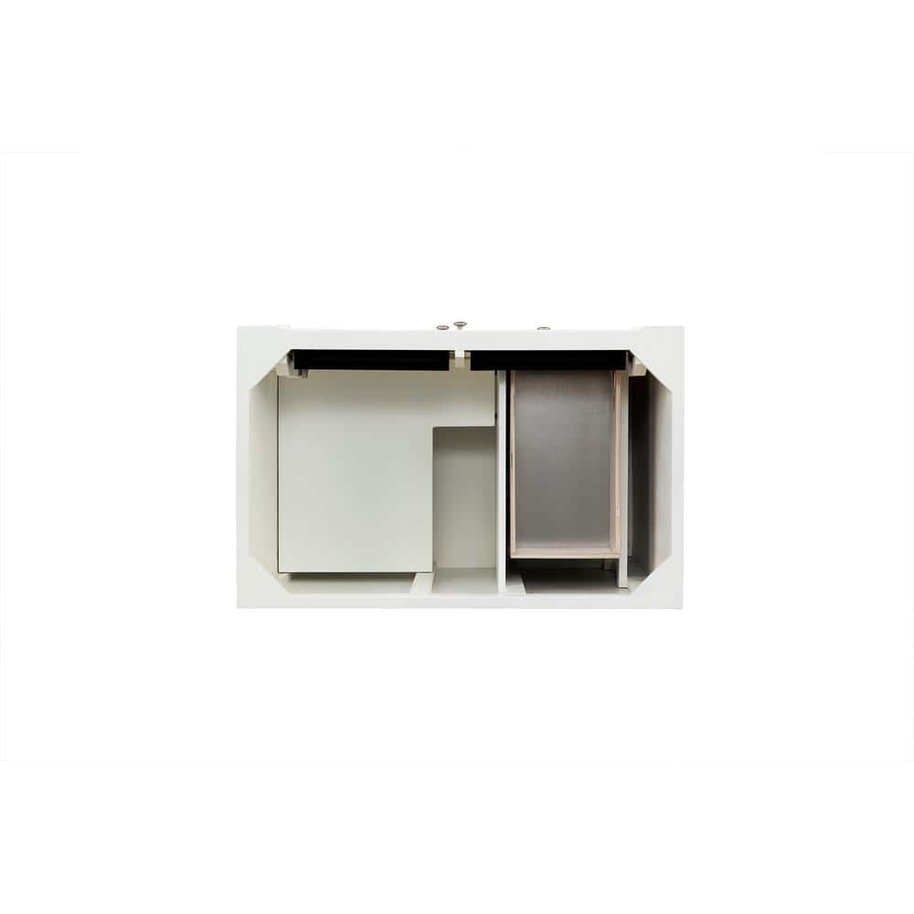 Bright White Plywood Single Vanity with Carrara Marble Top