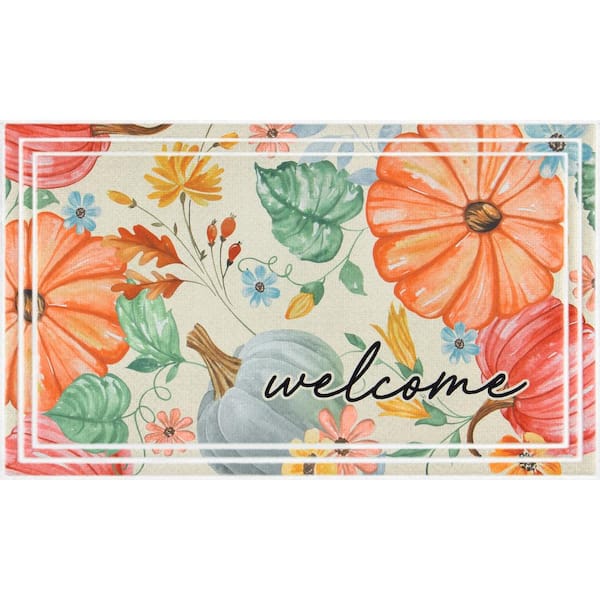 Home Accents Holiday Welcome Big Pumpkins 18 in. x 30 in. Doormat