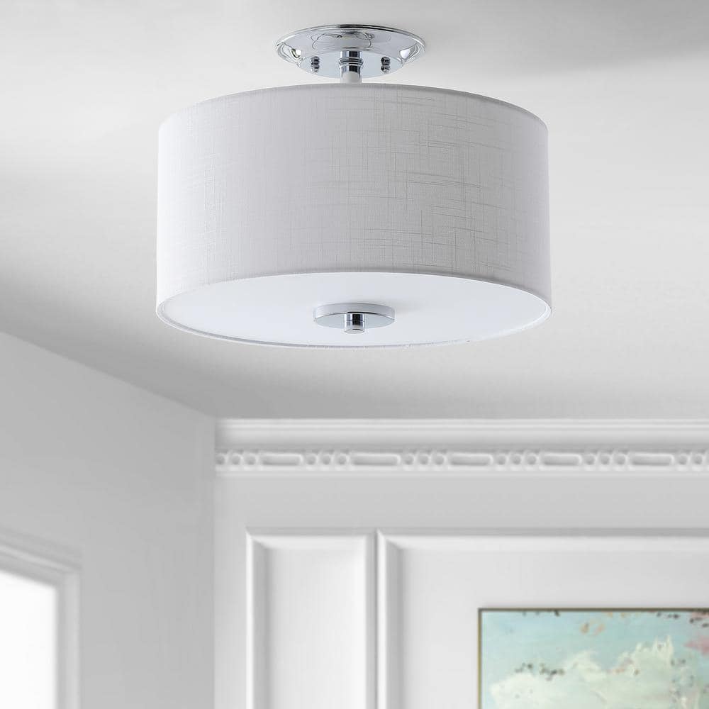 Elegant 18" Chrome Drum Semi-Flush Mount with LED Lighting