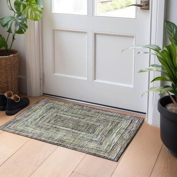 Chantille Machine Washable Indoor/Outdoor Abstract ACN1725 Olive 2 ft. x 3 ft. Accent Rug