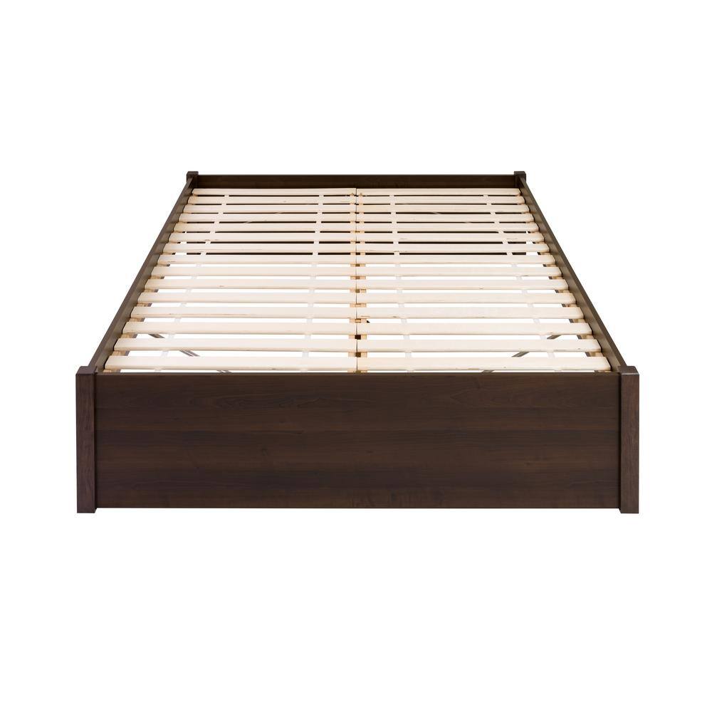 Espresso Queen Wood Frame Platform Bed with Storage Drawers