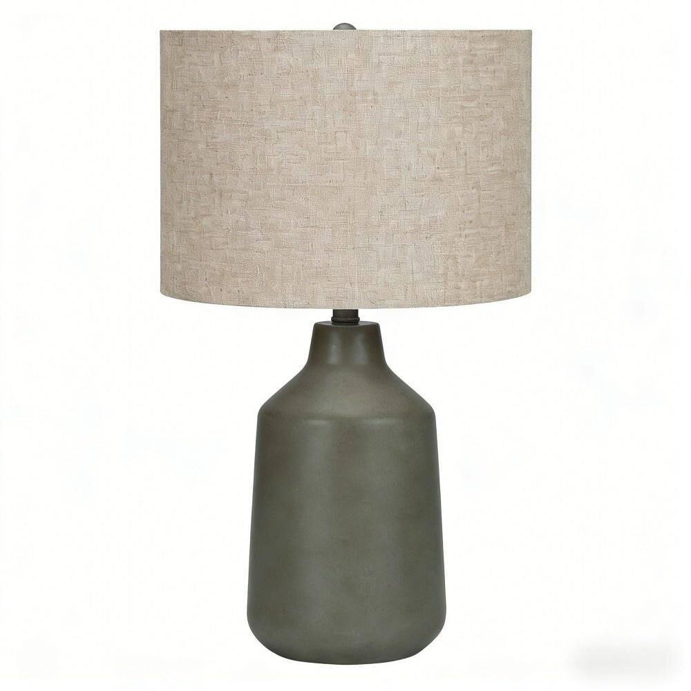 24 in. Gray Concrete Table Lamp with Smooth Finish and Beige Linen Drum Shade for Living Room, Bedroom and Office price history on PriceWatchPro