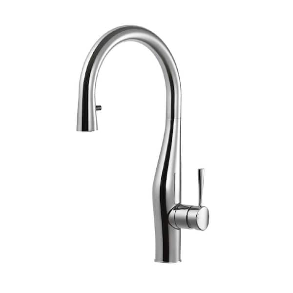 HOUZER Vision Single-Handle Pull Down Sprayer Kitchen Faucet with Hidden Pull Down and CeraDox Technology in Polished Chrome
