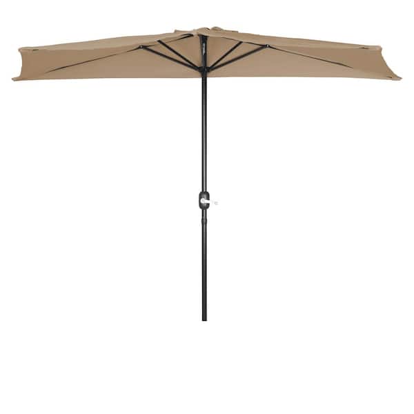 Trademark Innovations 9 ft. Half Outdoor Patio Market Umbrella (Tan)