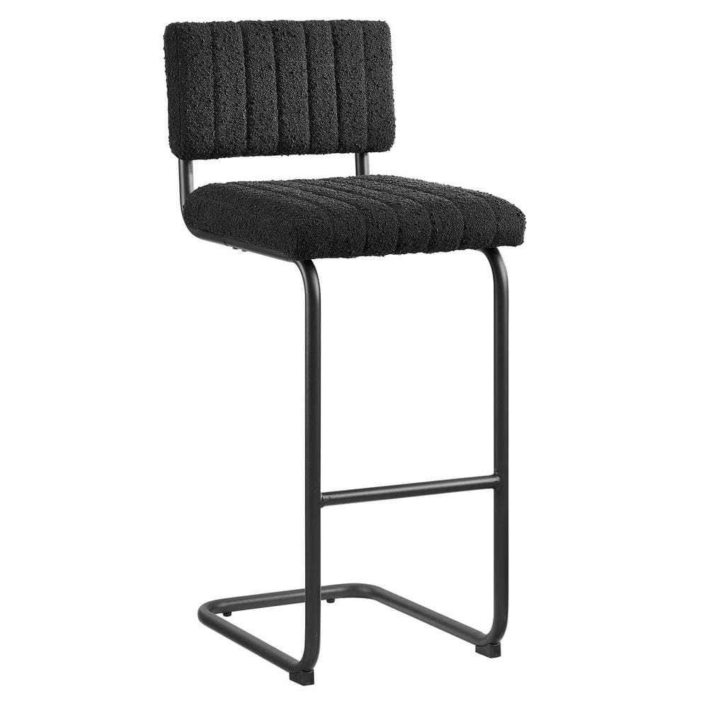 MODWAY Parity Boucle 30.5 in. Black Black Metal Bar Stool Counter Stool with Upholstery Seat 2 (Set of Included)