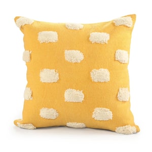 Pom Pom Yellow / White 20 in. x 20 in. Textured Decorative Throw Pillow